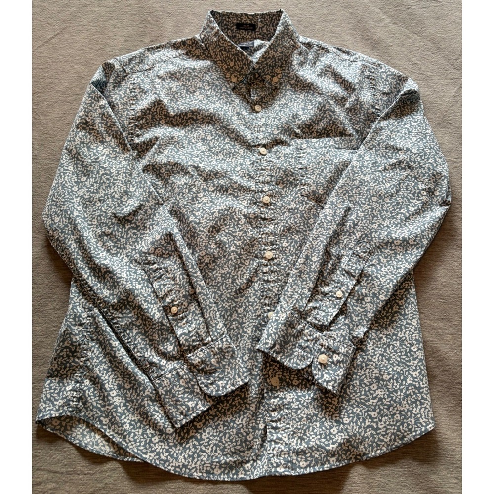 J.Crew Performance Slim Untucked Floral Button Down Shirt Blue White Large